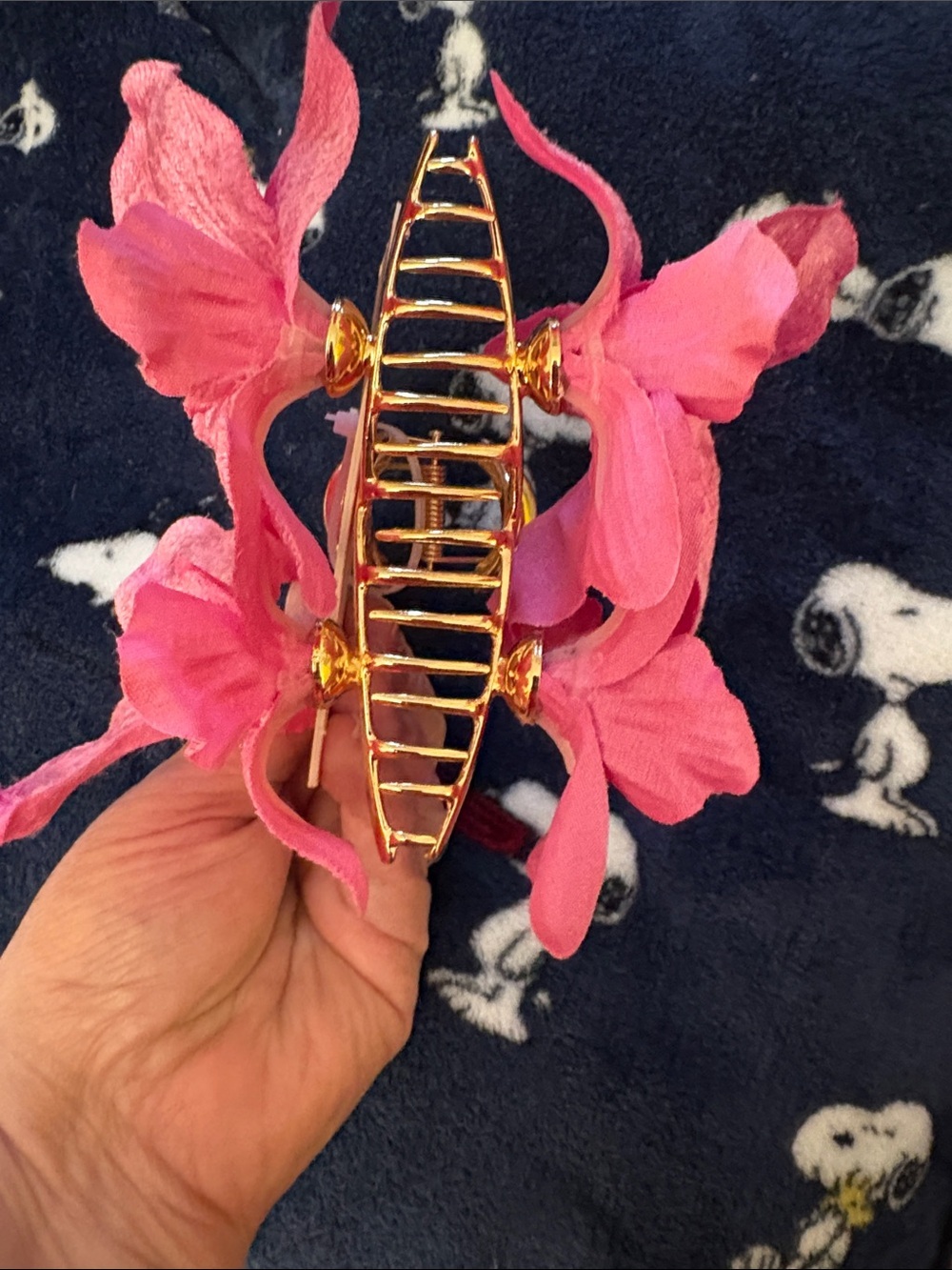 piper•k Hot Pink Double Floral Hair Clip - Picture 3 of 4